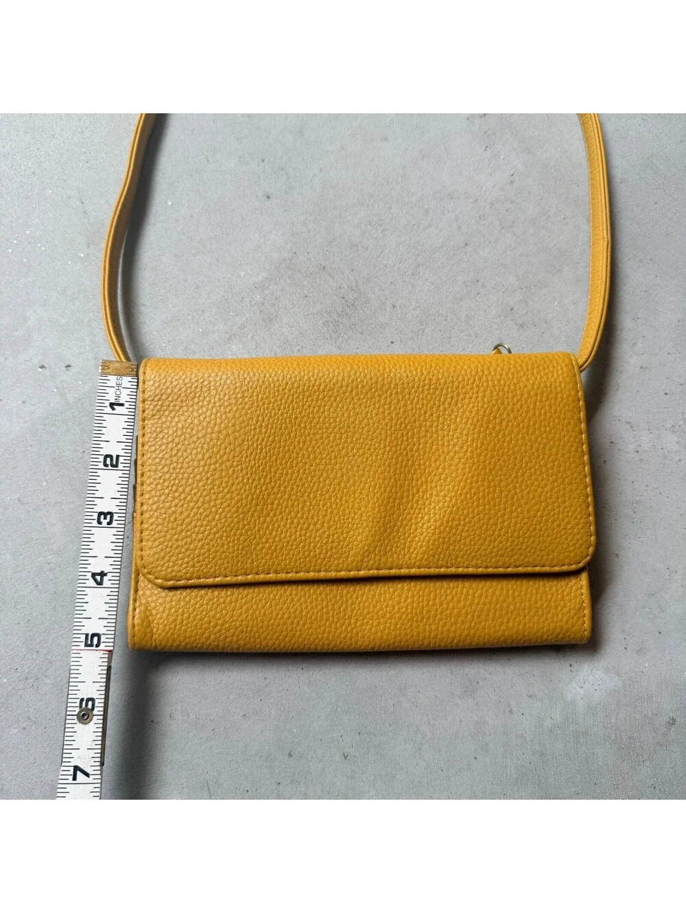 Mustard Yellow Faux Leather Purse Crossbody Wallet